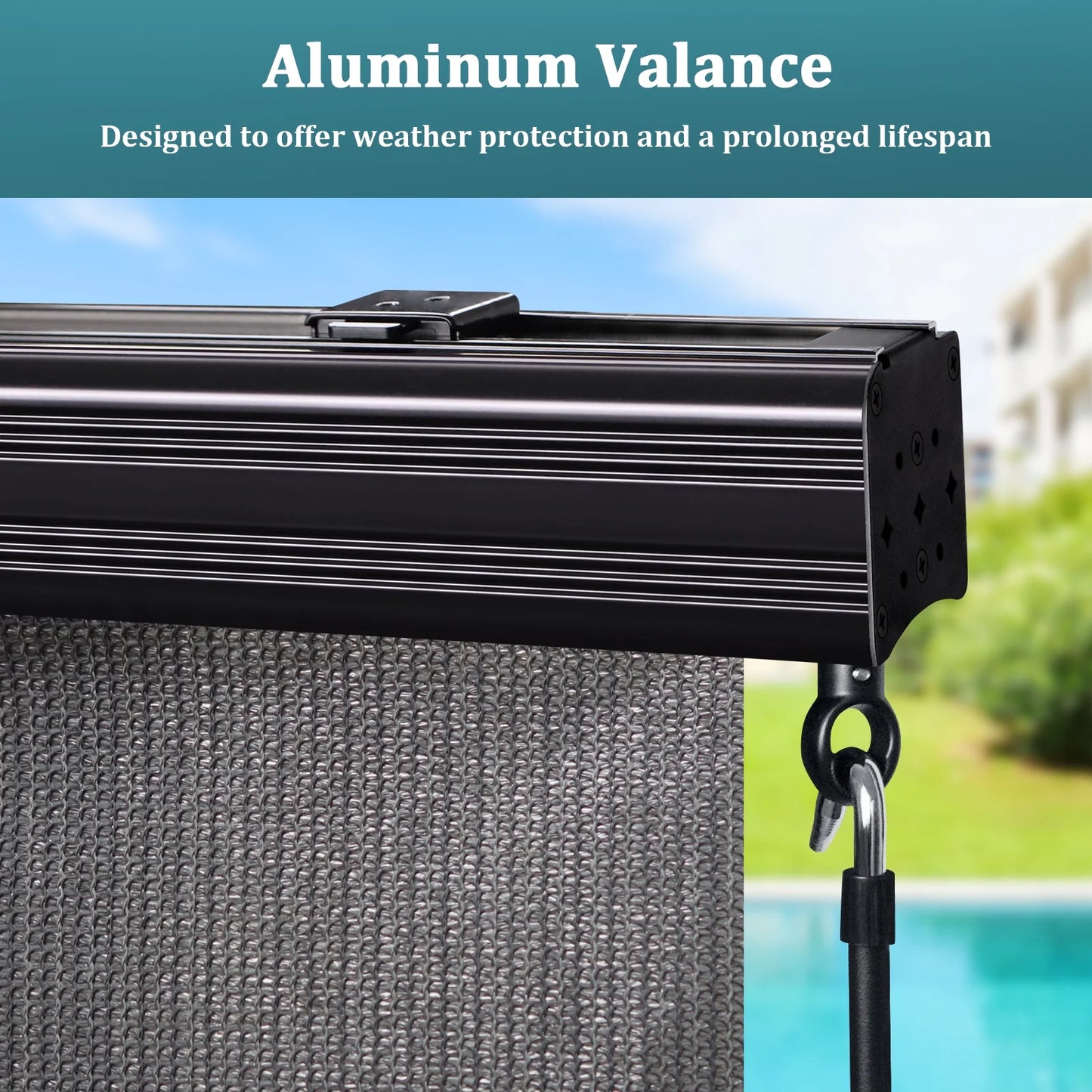 Shade& Beyond Premium Outdoor Roller Shade, Patio Roll Up Blinds with Valance, 6X6FT, Mocha