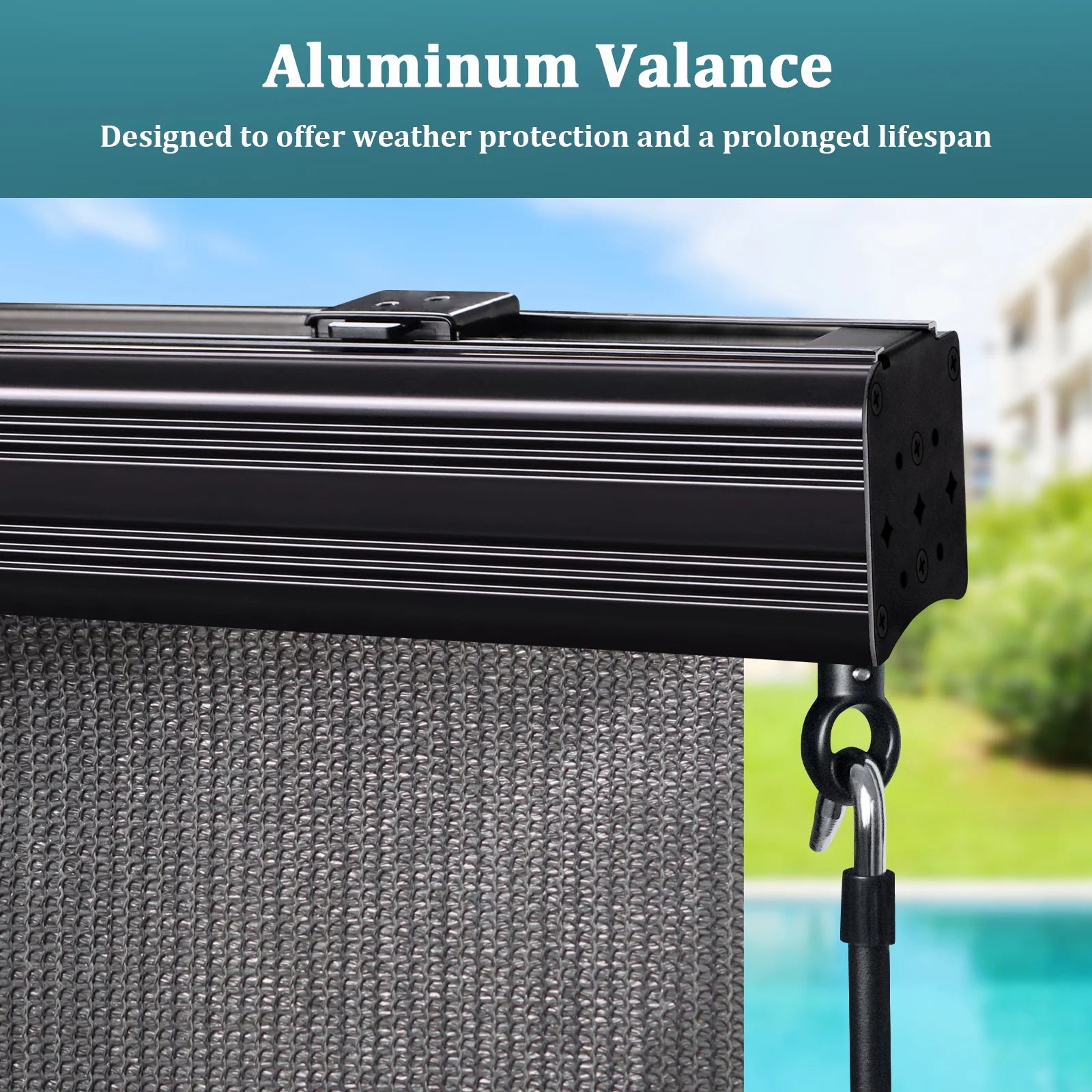 Shade& Beyond Premium Outdoor Roller Shade, Patio Roll Up Blinds with Valance, 6X6FT, Mocha