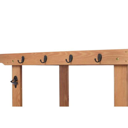 Outdoor Wooden Cart Table With Wheels Metal Top And Storage Hook For Patio Backyard Garden Offering Both Charm And Heat Resistance