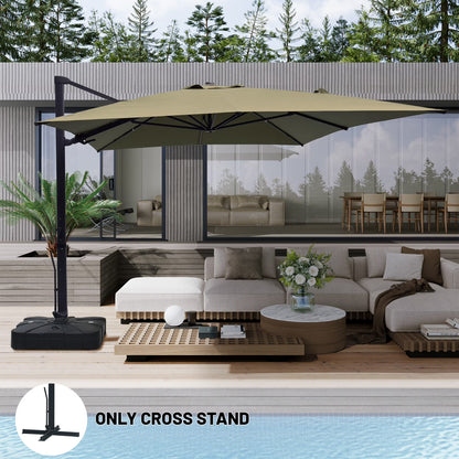 Boyel Living 10 x 13 FT Rectangle Patio Offset Umbrella Outdoor Large Cantilever Umbrella Heavy Duty Sun Umbrella, Gray(Without Base)