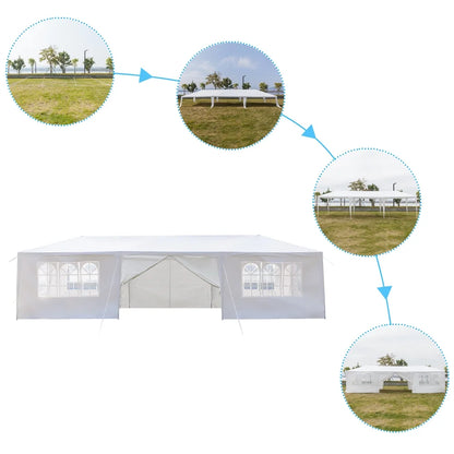 10'x30' Canopy Tents for Outside, Waterproof Outdoor Gazebo BBQ Shelter Pavilion with 8 Removable Sidewalls, for Party Wedding Catering Gazebo Garden Beach Camping Patio, S10188