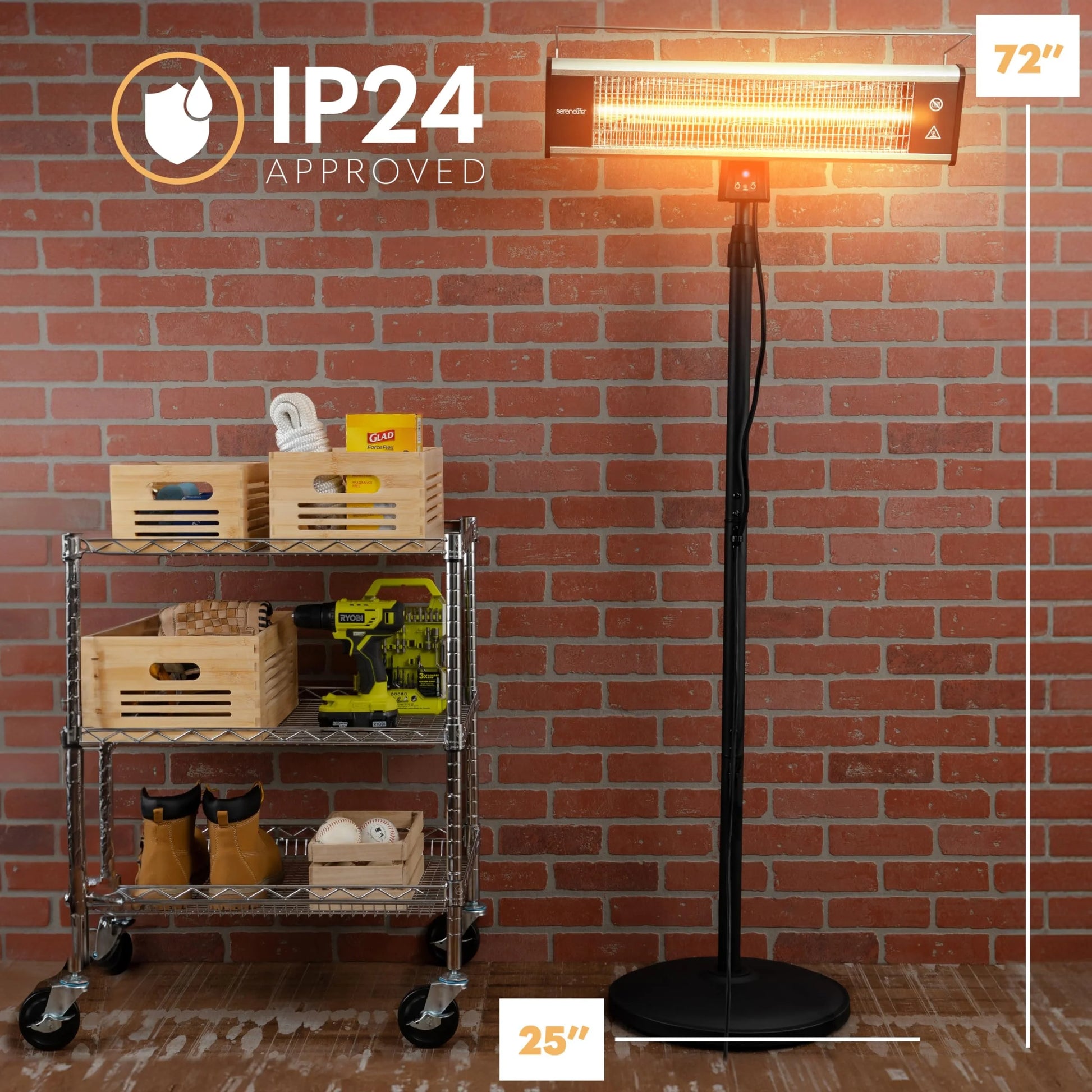 SereneLife Infrared Patio Heater, Electric Patio Heater for Indoor/Outdoor Use, (Black)