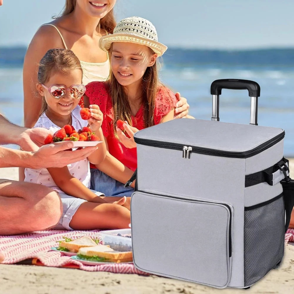 AITOCO Cooler on Wheels Lightweight Cooler Insulated Trolley Cart with Handle 35L Leakproof Bag for Travel Picnic Patio Outdoor Beach Camping manner