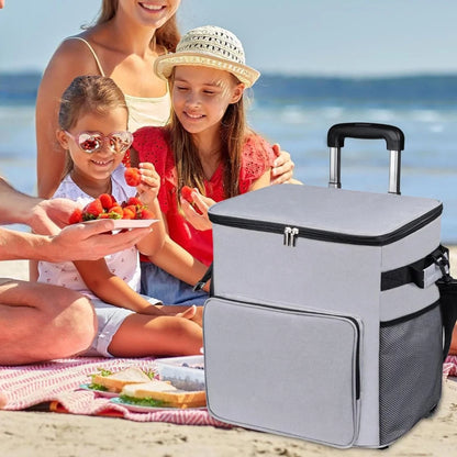AITOCO Cooler on Wheels Lightweight Cooler Insulated Trolley Cart with Handle 35L Leakproof Bag for Travel Picnic Patio Outdoor Beach Camping manner