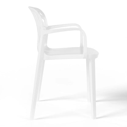 WestinTrends Playa Outdoor Modern Stackable Patio Dining Armchairs (Set of 2), White