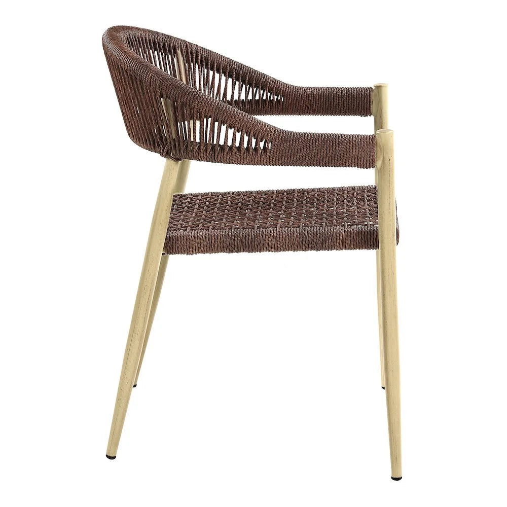 Furniture of America Clark Aluminum Patio Dining Chair in Natural (Set of 2)