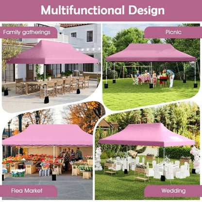 Spaco 10 X 20 FT Pop up Canopy Tent, Foldable and Portable Canopy with Carry Bag for Patio, Garden, Backyard, Pink