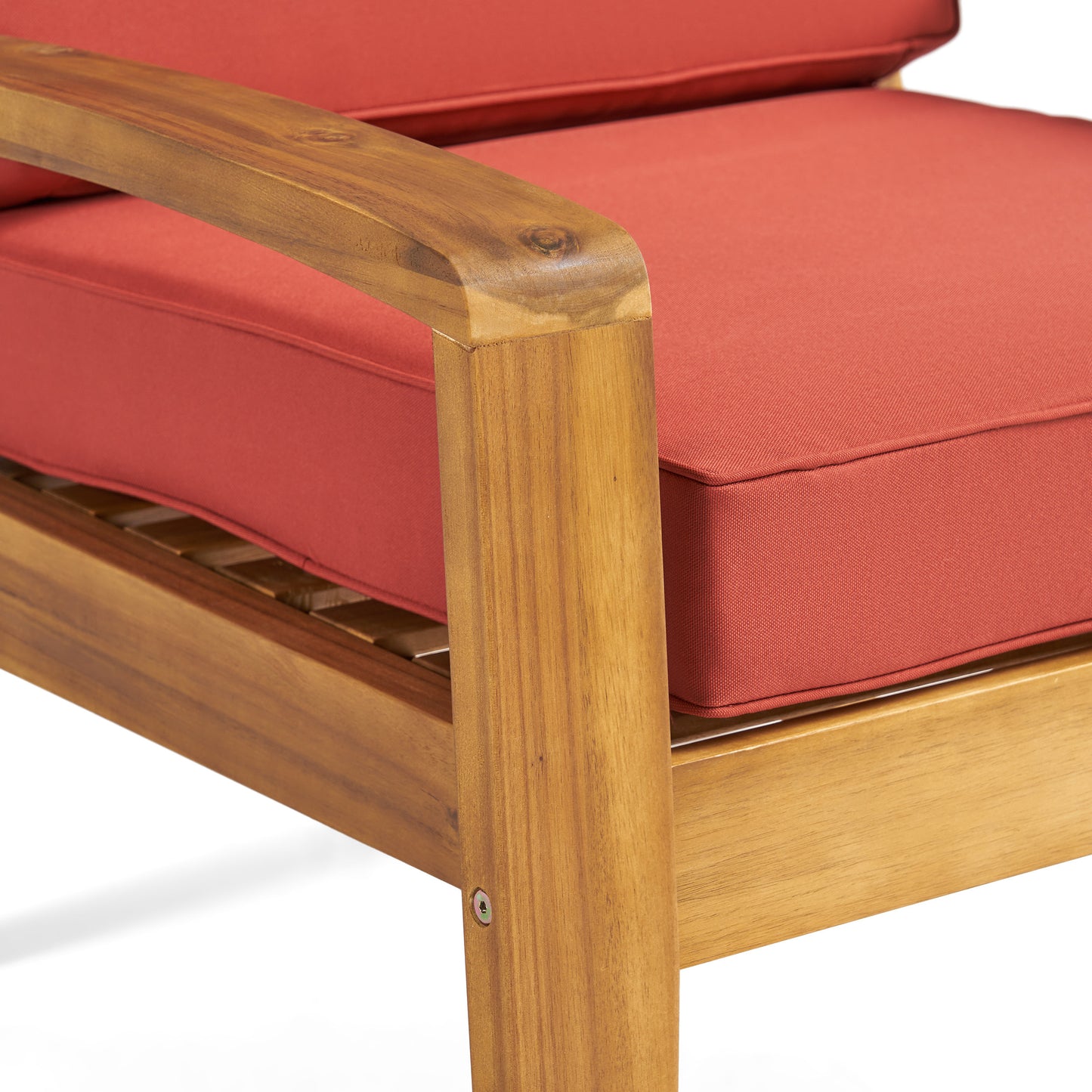 Parma 4 Piece Outdoor Wood Patio Furniture Chat Set with Water Resistant Cushions, Red