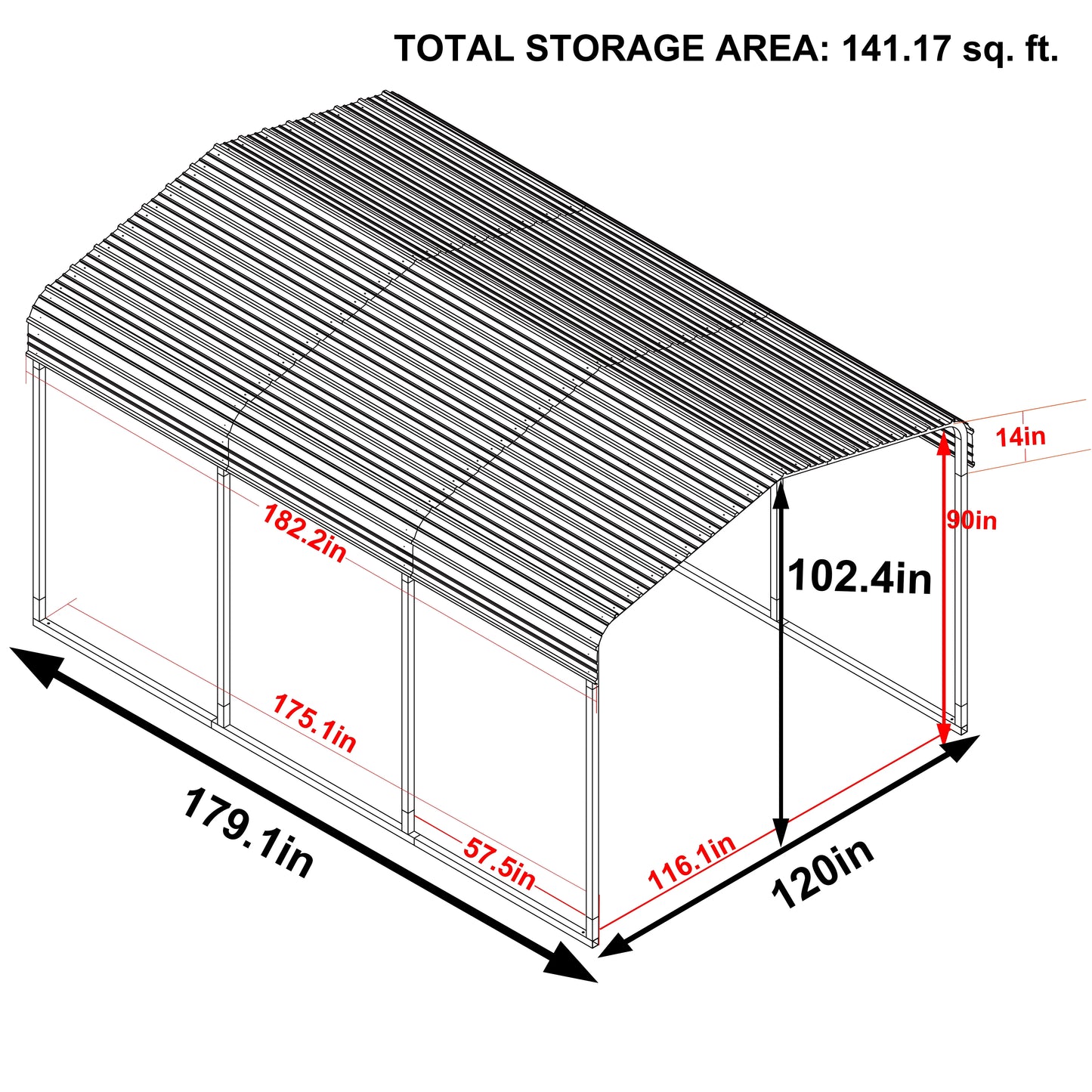 VEIKOUS 15' x 10' Outdoor Metal Carport, Galvanized Metal Heavy Duty Garage with Weather Resistant Roof For Patio, Backyard