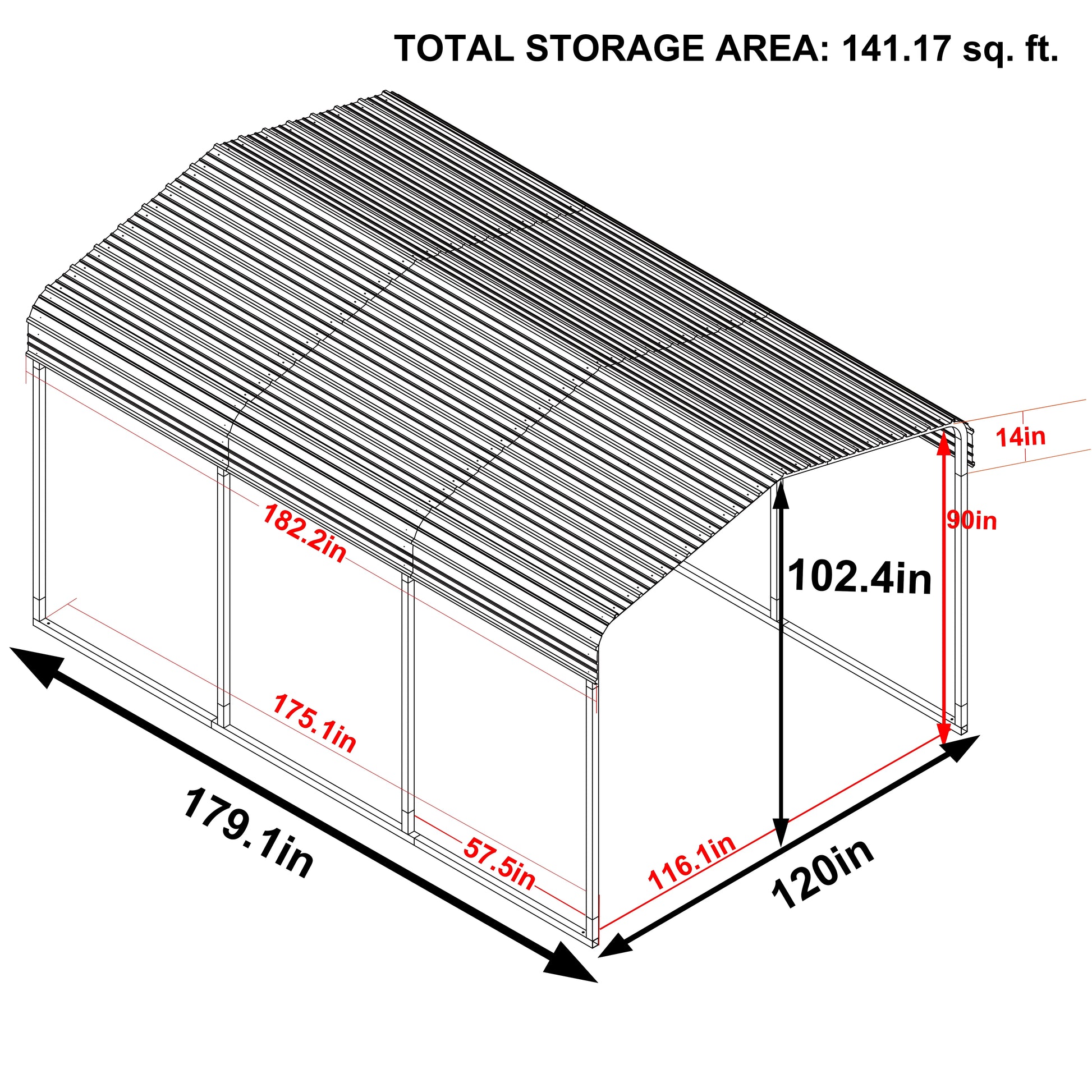 VEIKOUS 15' x 10' Outdoor Metal Carport, Galvanized Metal Heavy Duty Garage with Weather Resistant Roof For Patio, Backyard