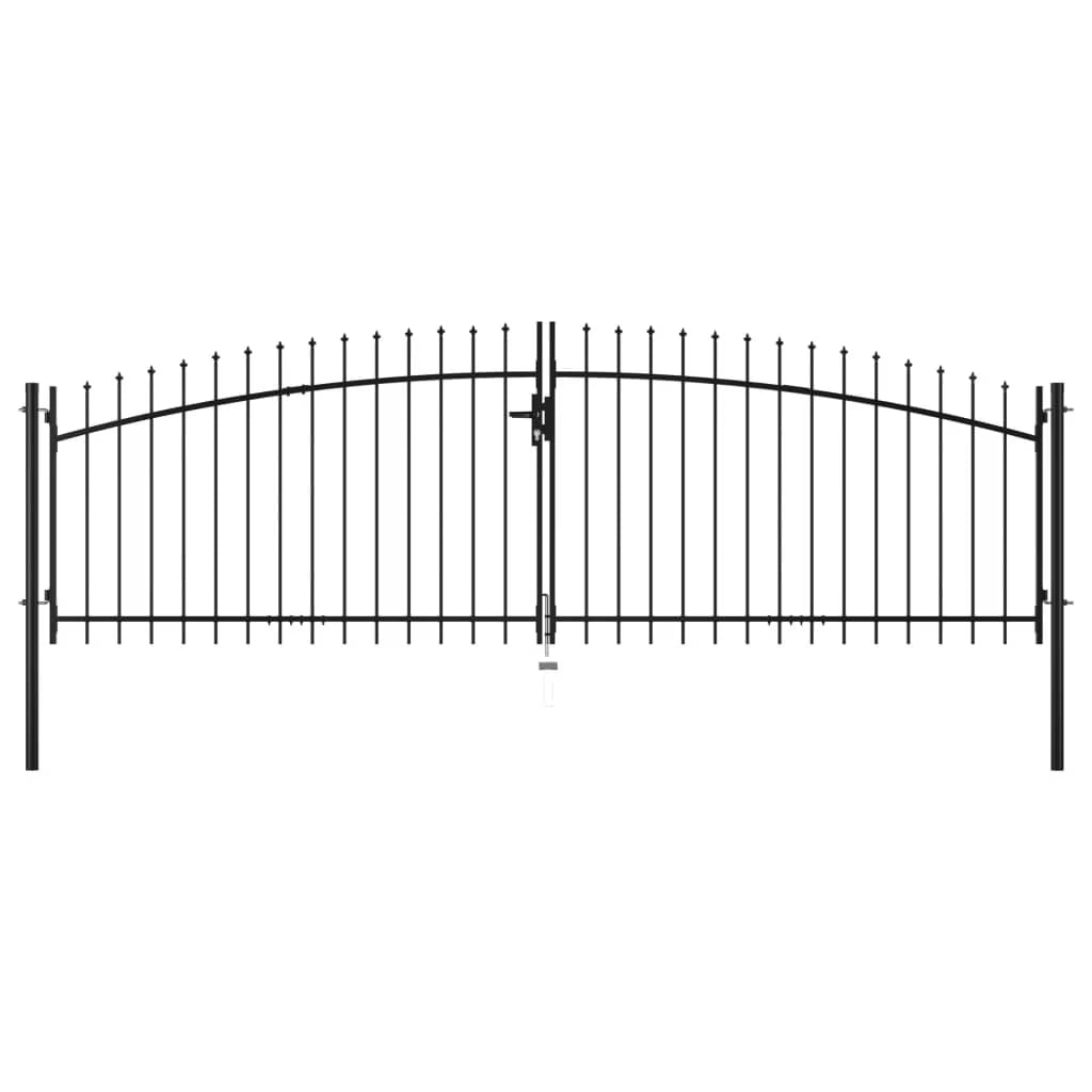 VidaXL Multi Sizes Double Door Fence Gate with Spear Top Outdoor Patio Barrier