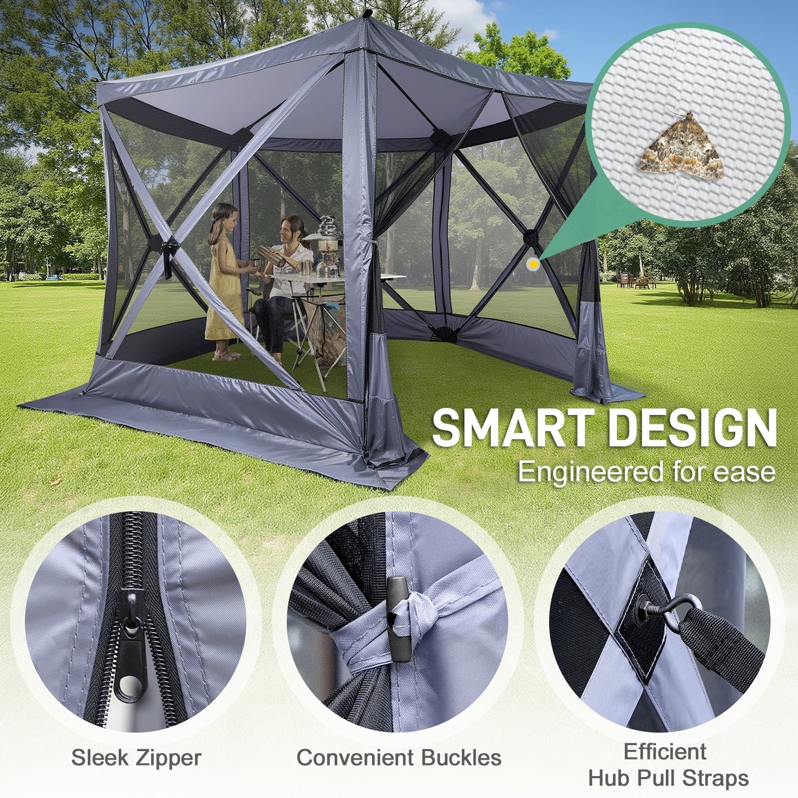 UBesGoo 10 x 10 Ez Pop Up Gazebo Canopy Tent with Mosquito Netting for Patio, Camping and Picnic Includes Carry Bag