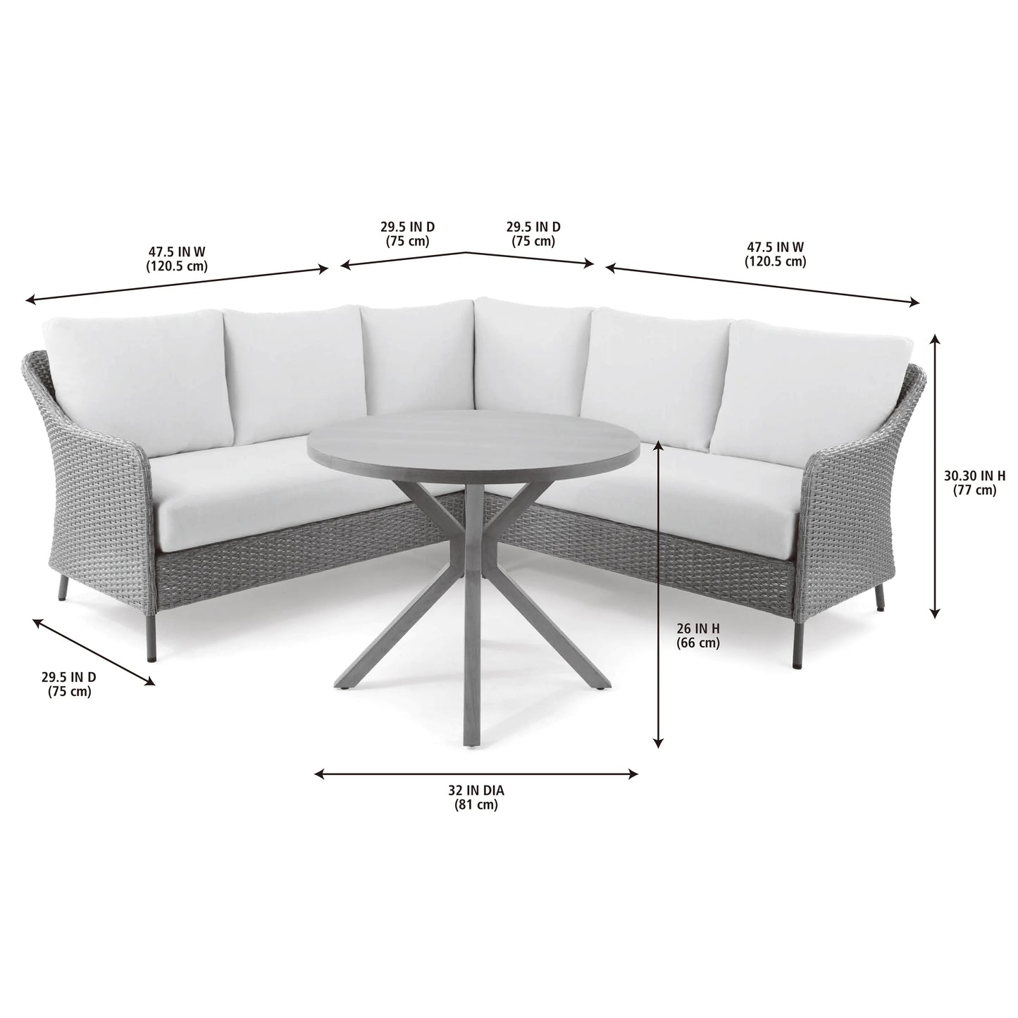 Mainstays Chelsea Outdoor Patio 4-Pieces Sectional Dining Set, Blue