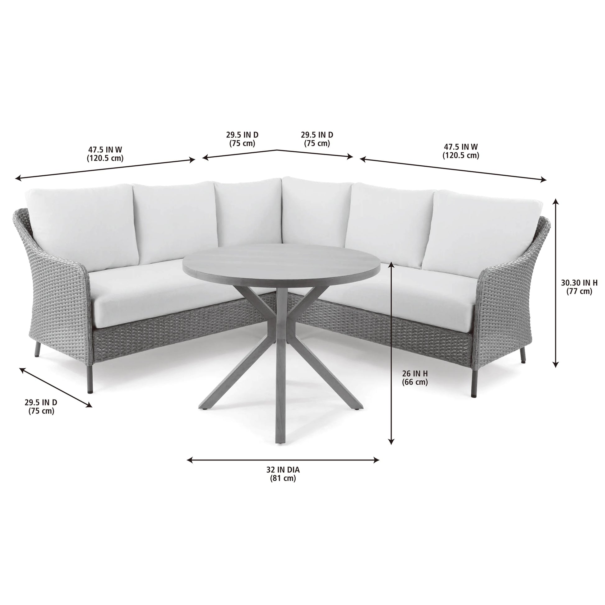 Mainstays Chelsea Outdoor Patio 4-Pieces Sectional Dining Set, Blue
