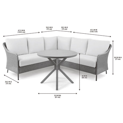 Mainstays Chelsea Outdoor Patio 4-Pieces Sectional Dining Set, Blue