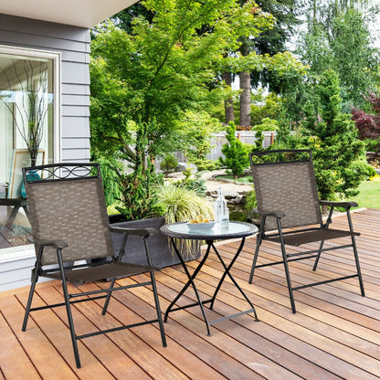 Gymax 2PCS Folding Chairs Patio Garden Outdoor w/Steel Frame Armrest Footrest