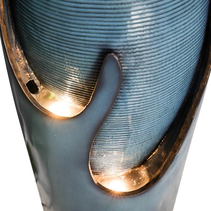 38.7-Inch H Outdoor Vase Water Fountain - Patio Garden Water Fountain with LED Light and Submersible Pump for Yard Art Decor
