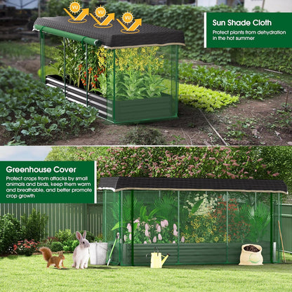 7.6' x 3.6' x 3.6' Galvanized Raised Garden Bed with Crop Cage, Plant Protection Tent with Zippered Doors, Sun Shade Cloth, Garden Netting for Vegetables, Fruit Cage for Patio, Yard, Lawn