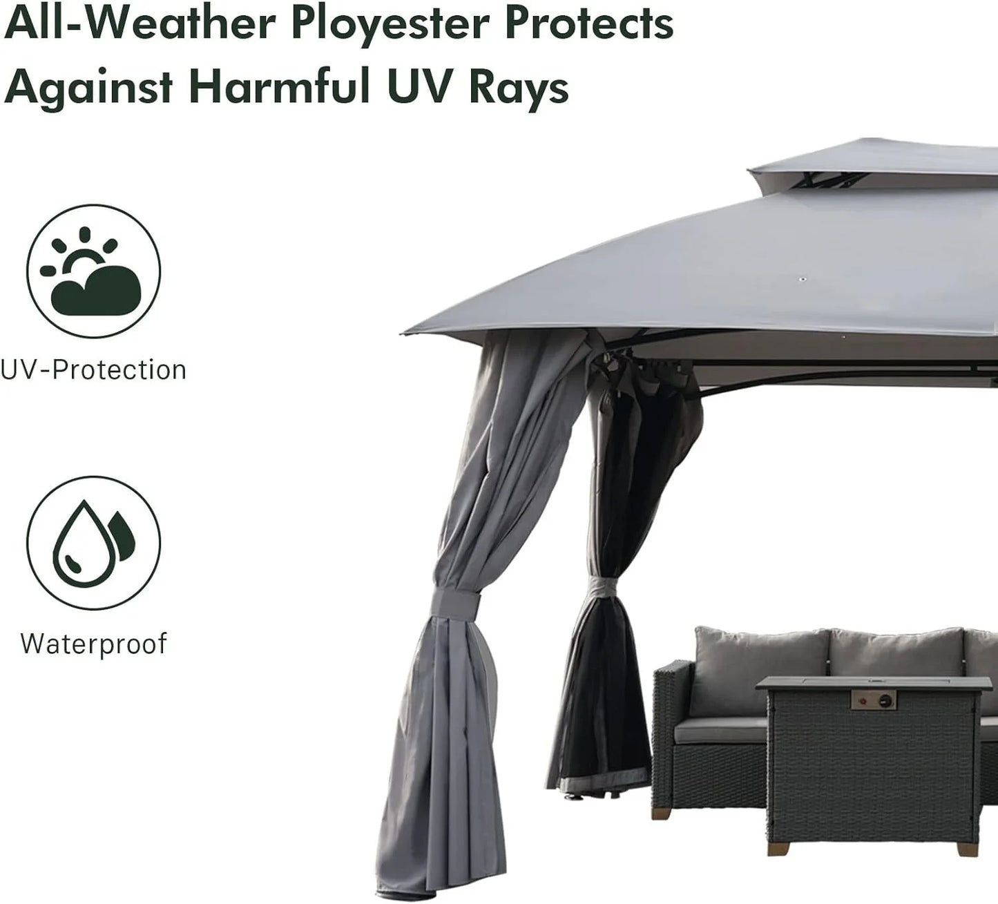 Simenmax 10? x 13? Steel Patio Gazebo, with Mesh Netting and Double Vented Roof