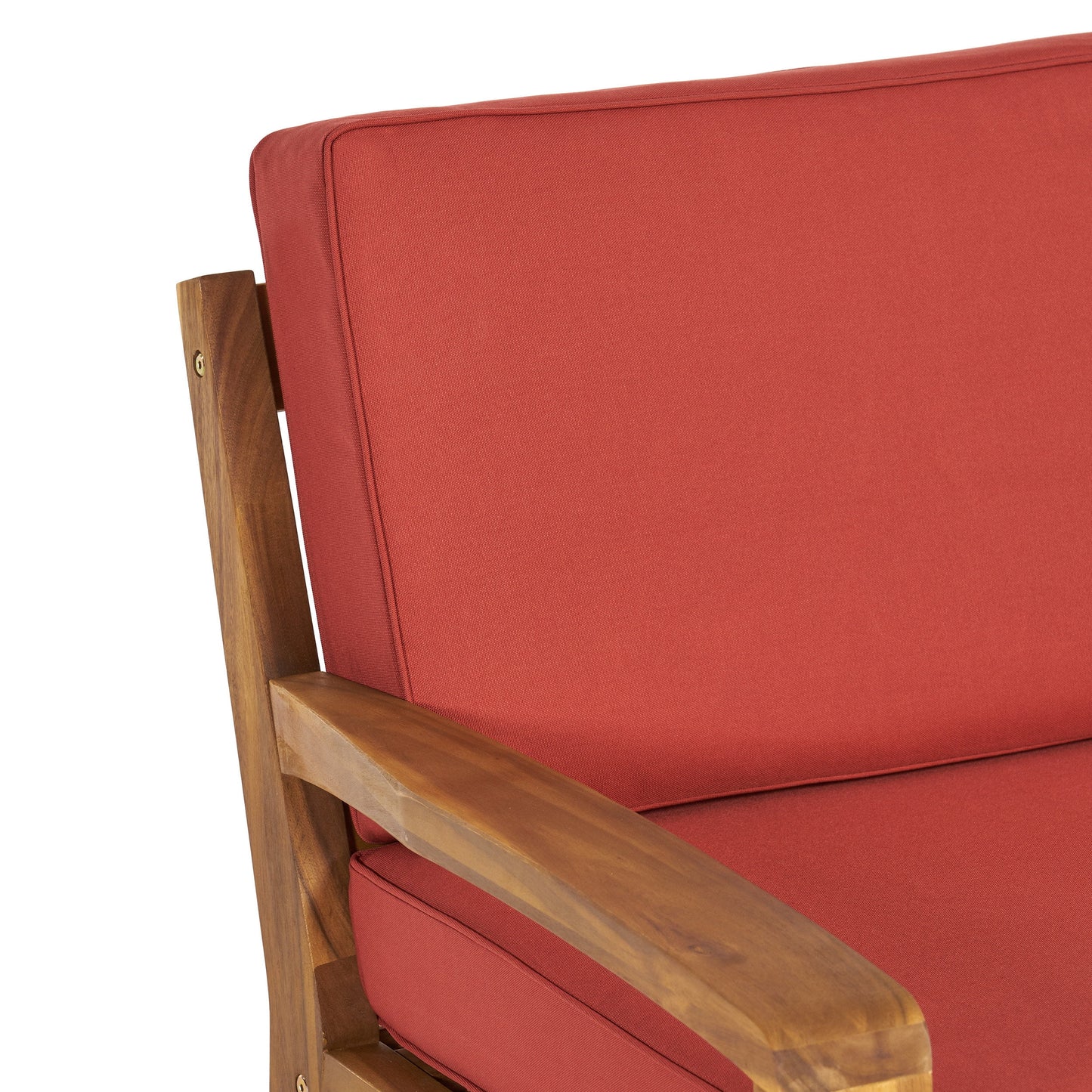 Parma 4 Piece Outdoor Wood Patio Furniture Chat Set with Water Resistant Cushions, Red
