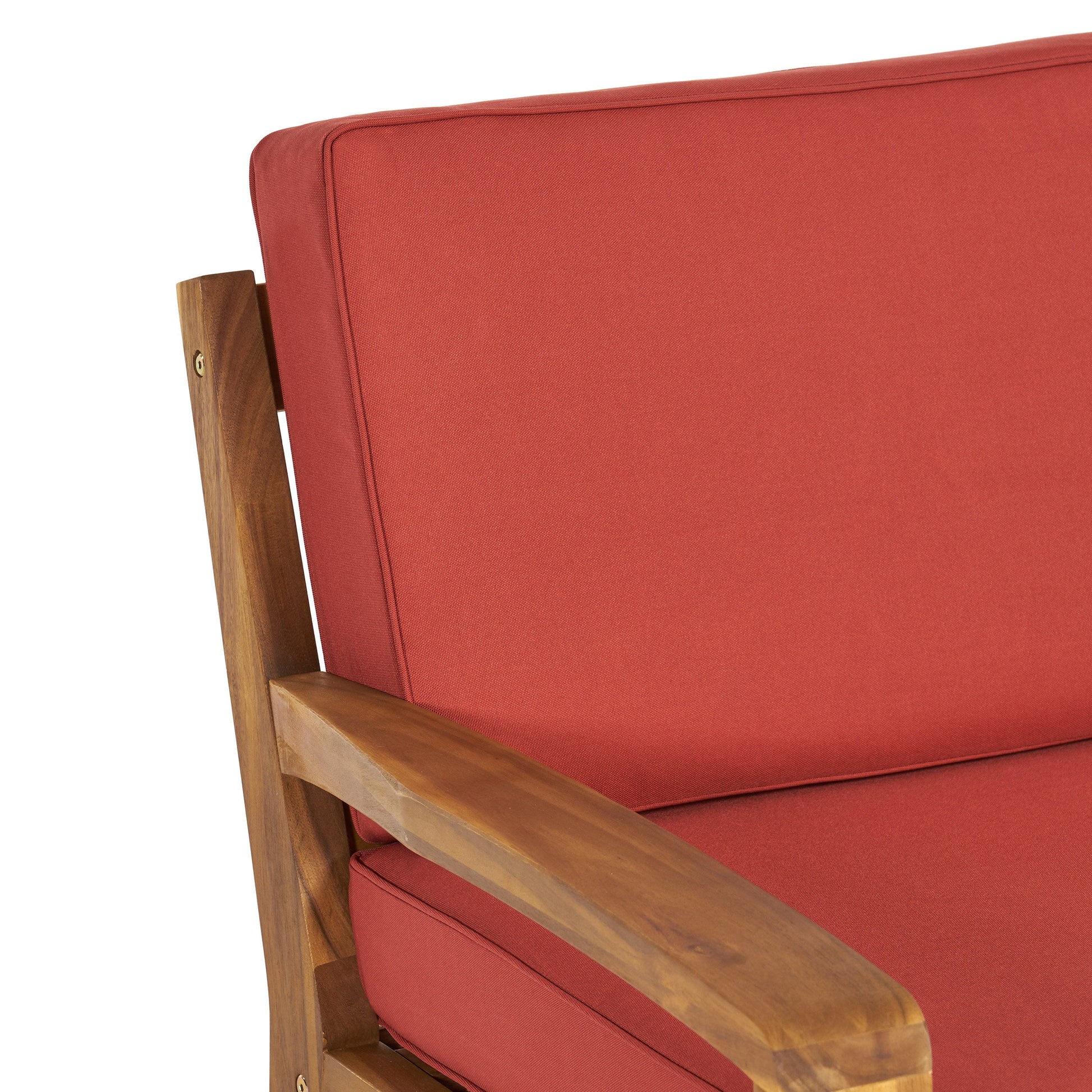 Parma 4 Piece Outdoor Wood Patio Furniture Chat Set with Water Resistant Cushions, Red