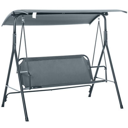 Patio Seating 3-Person Porch Swing with Stand, Outdoor Swing for Patio Porch with Adjustable Tilt Canopy and Comfortable Swing Bench-Style Seat, Steel Frame, Gray,Outdoor Seating