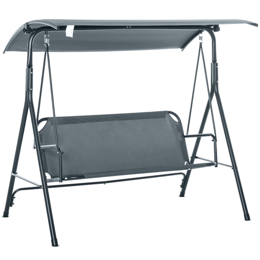 Patio Seating 3-Person Porch Swing with Stand, Outdoor Swing for Patio Porch with Adjustable Tilt Canopy and Comfortable Swing Bench-Style Seat, Steel Frame, Gray,Outdoor Seating