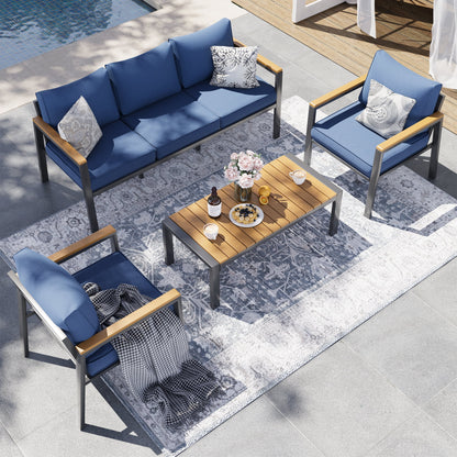Poteban Aluminum Patio Furniture Sofa,All-Weather Metal Outdoor Sofa,Modern Couch with Waterproof Covers,Gray(Two Armchair)