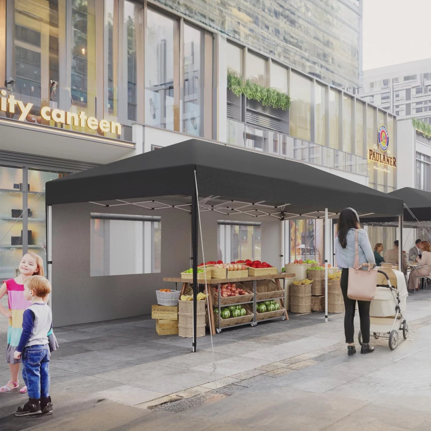10'x 20' Pop up Canopy Tent,inst antEasy Setup Commercial Canopy Tent with 2Pcs Sidewalls, 12 Stakes & 6 Sandbags, Portable Outdoor Tent for Farmers' Market, Wedding, Patio, Party, Event