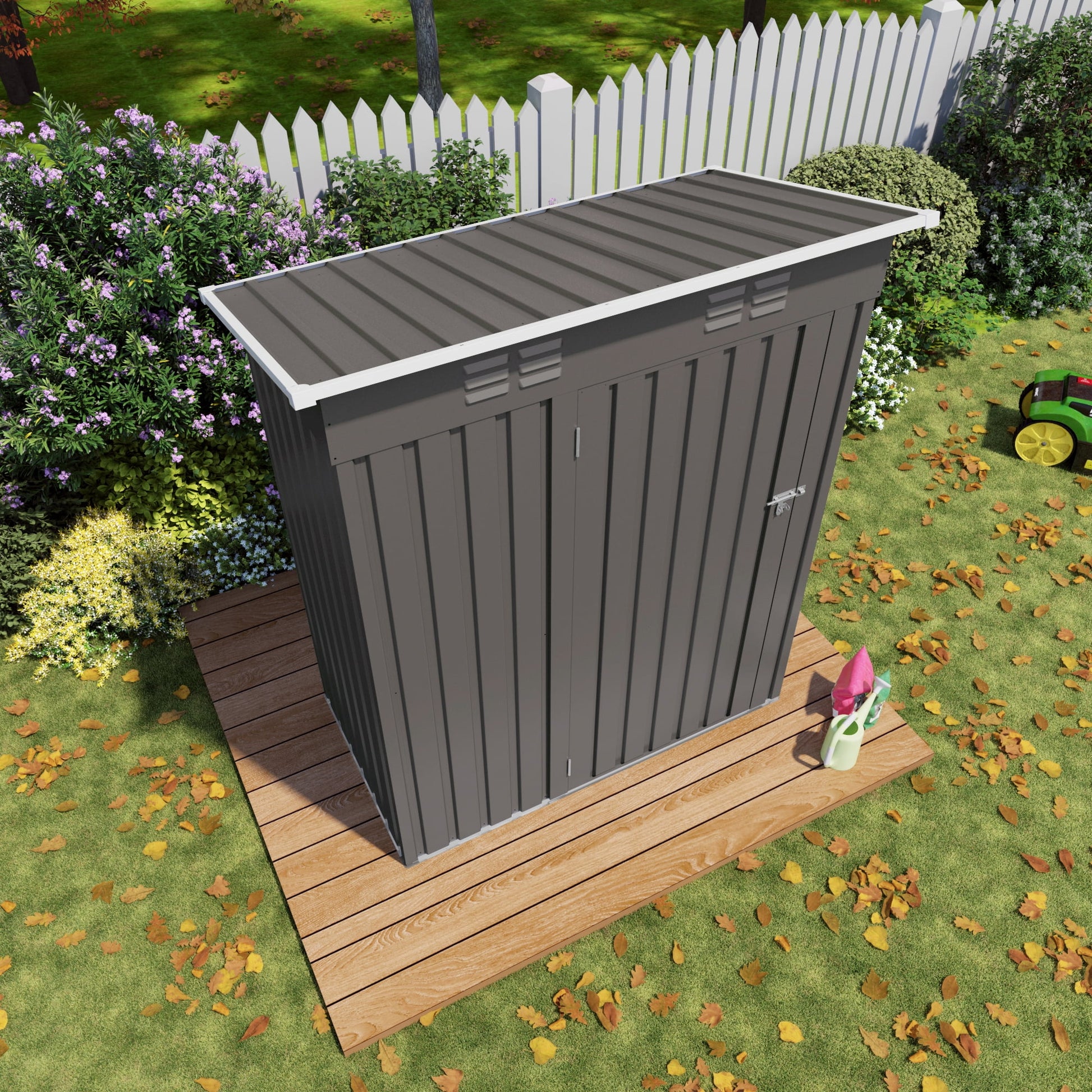 Outdoor Garden Tool Storage Shed, Seizeen All-Weather Metal Sheds with Lockable Door & Vents, 5 x 3Ft Outdoor Storage for Backyard Garden Patio, Gray
