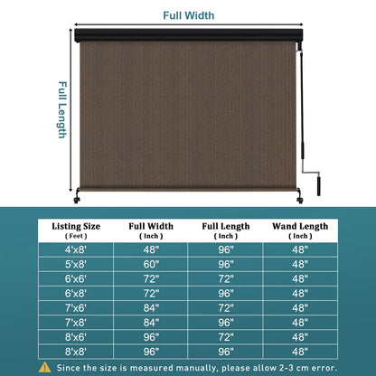Shade& Beyond Premium Outdoor Roller Shade, Patio Roll Up Blinds with Valance, 6X6FT, Mocha