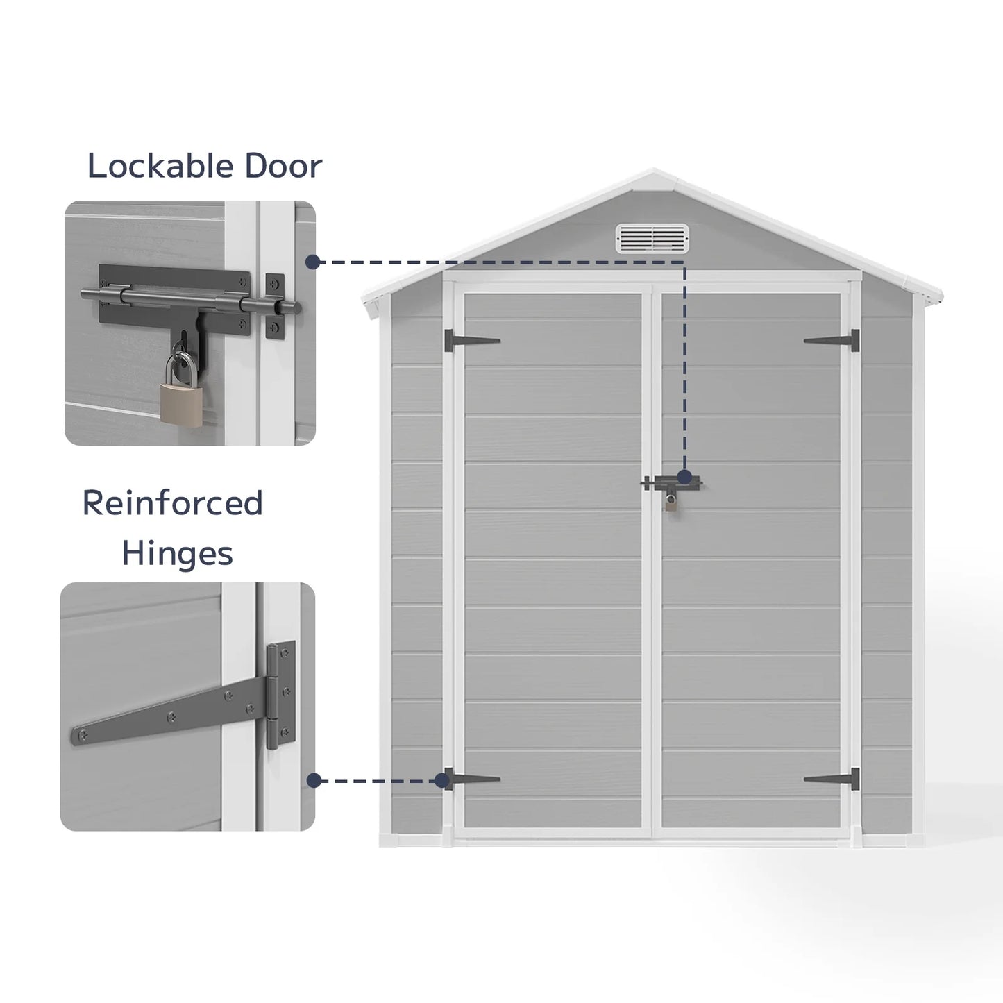 Asofer 6x4 FT Resin Storage Shed, Plastic Outdoor Shed with FloorSide Window, Lockable Door for Backyard, Garden, Patio, Gray