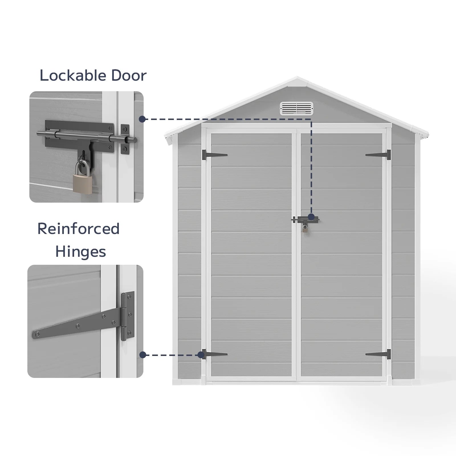 Asofer 6x4 FT Resin Storage Shed, Plastic Outdoor Shed with FloorSide Window, Lockable Door for Backyard, Garden, Patio, Gray