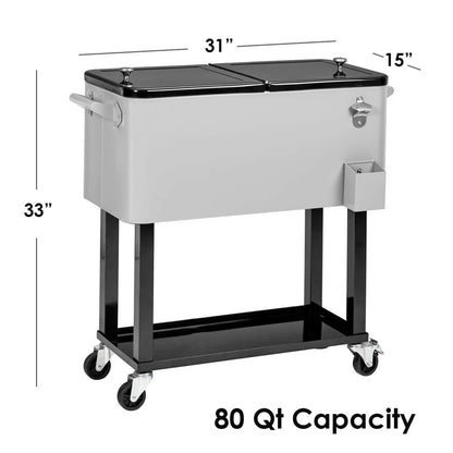 Clevr 80 Quart Quart Rolling Cooler Ice Chest Patio Outdoor Picnic Portable