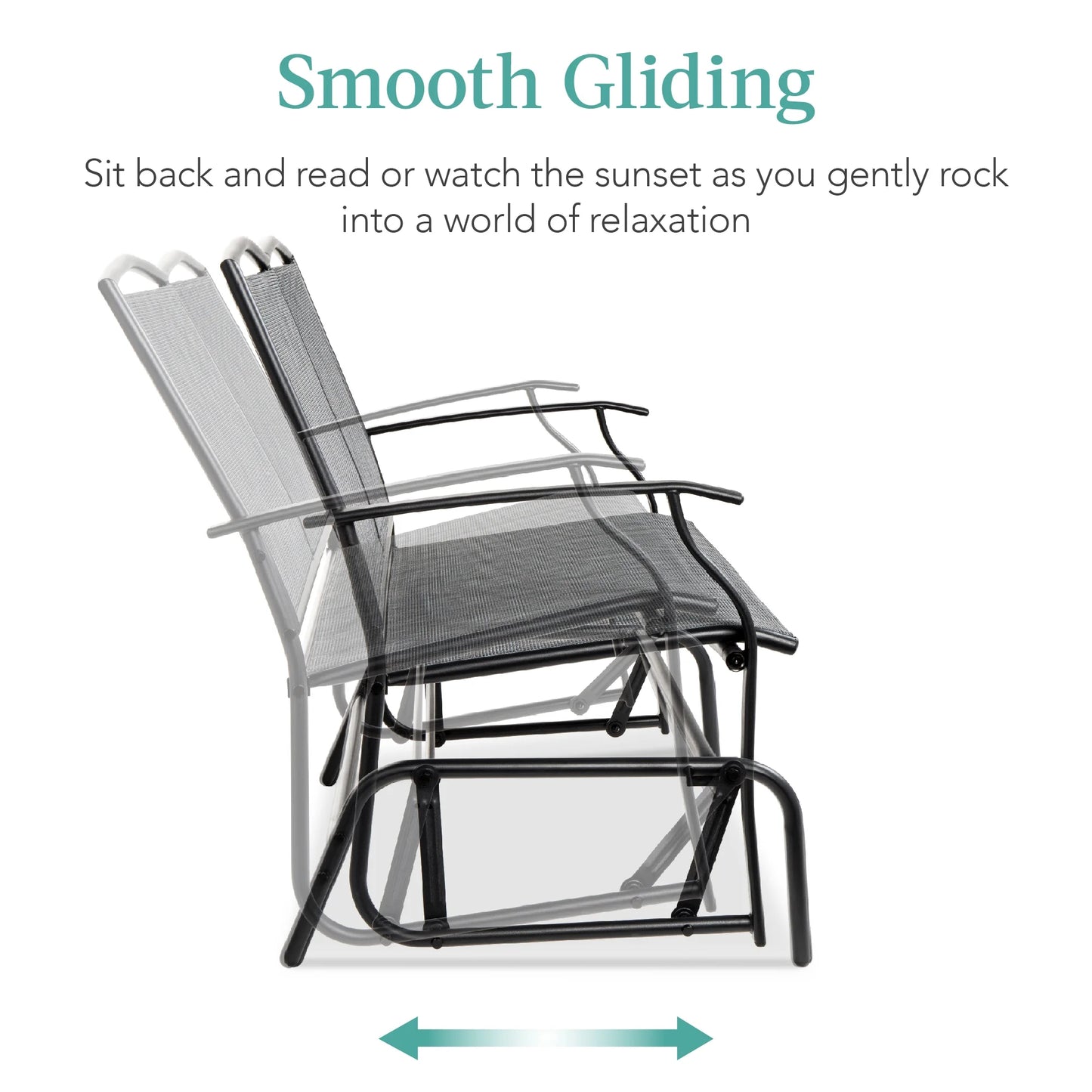 Best Choice Products 2-Person Outdoor Swing Glider, Steel Patio Loveseat, Bench Rocker w/Armrests - Gray