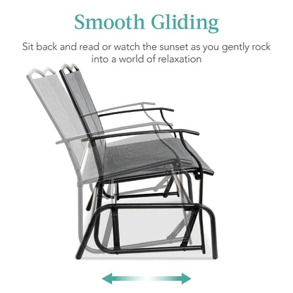 Best Choice Products 2-Person Outdoor Swing Glider, Steel Patio Loveseat, Bench Rocker w/Armrests - Gray