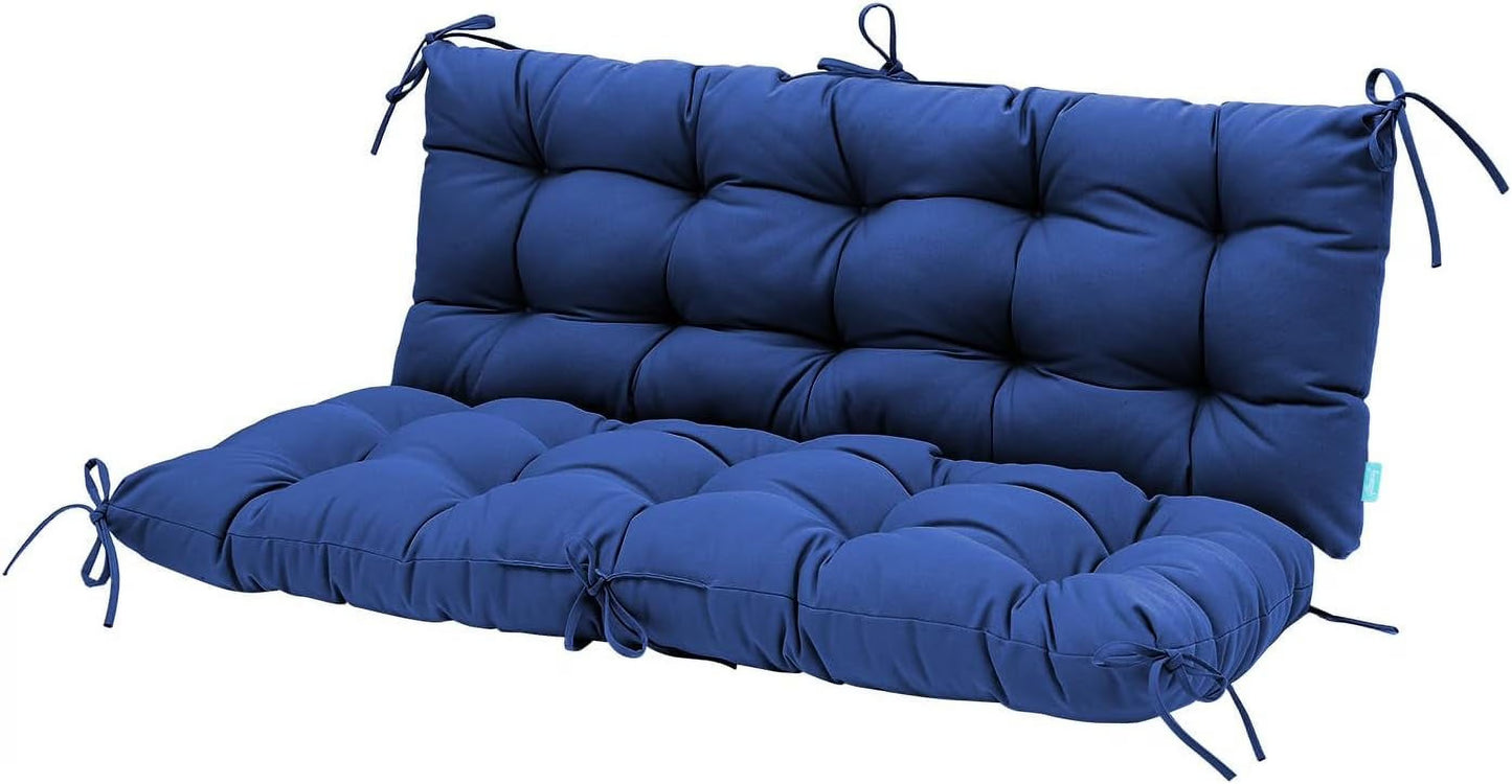 Outdoor/Indoor Bench Cushion,Porch Swing Replacement Cushions 2-3 Seater Loveseat Chair Pads with Backrest and Ties for Garden Patio Furniture (51inx40in, TAN/GREY)