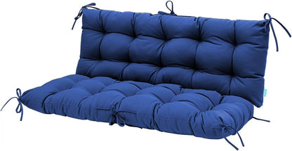 Outdoor/Indoor Bench Cushion,Porch Swing Replacement Cushions 2-3 Seater Loveseat Chair Pads with Backrest and Ties for Garden Patio Furniture (51inx40in, TAN/GREY)