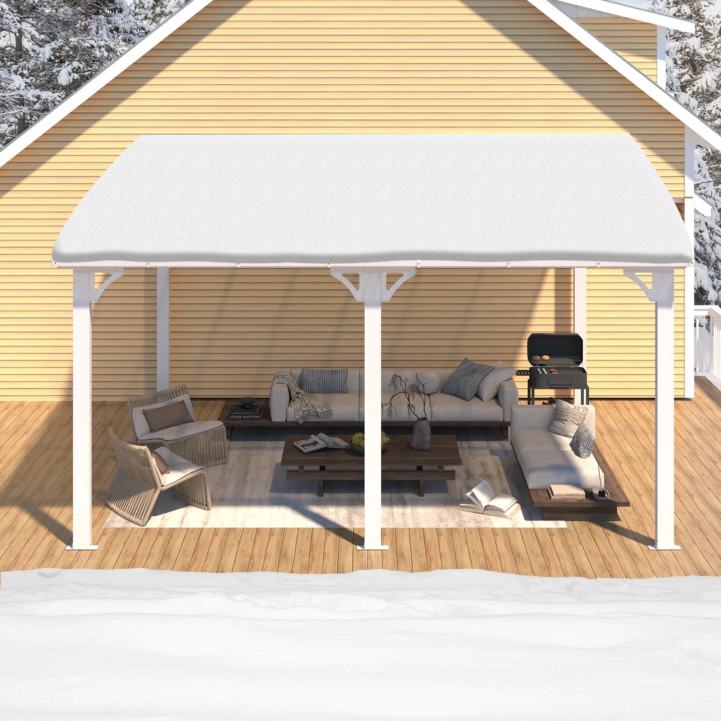 AECOJOY 10' x 14' Hardtop Gazebo Outdoor Aluminum Pergola for Garden, Patio, Backyard-Gray