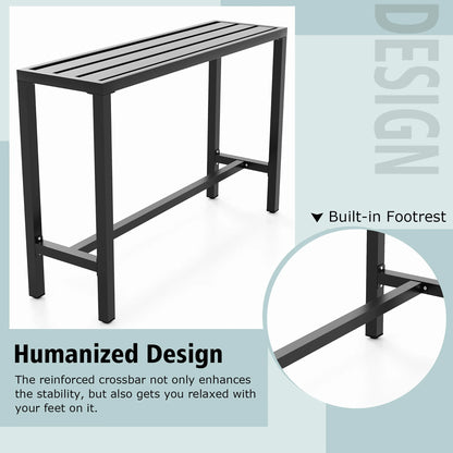 Costway Outdoor Metal Bar Table 55'' Patio Rectangular Counter Height Dining Table Black