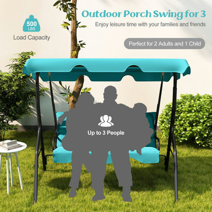 Spaco Outdoor Porch Swings,Hanging Porch Swings,3 Seat Outdoor Patio Canopy Swing with Cushioned Steel Frame-Blue