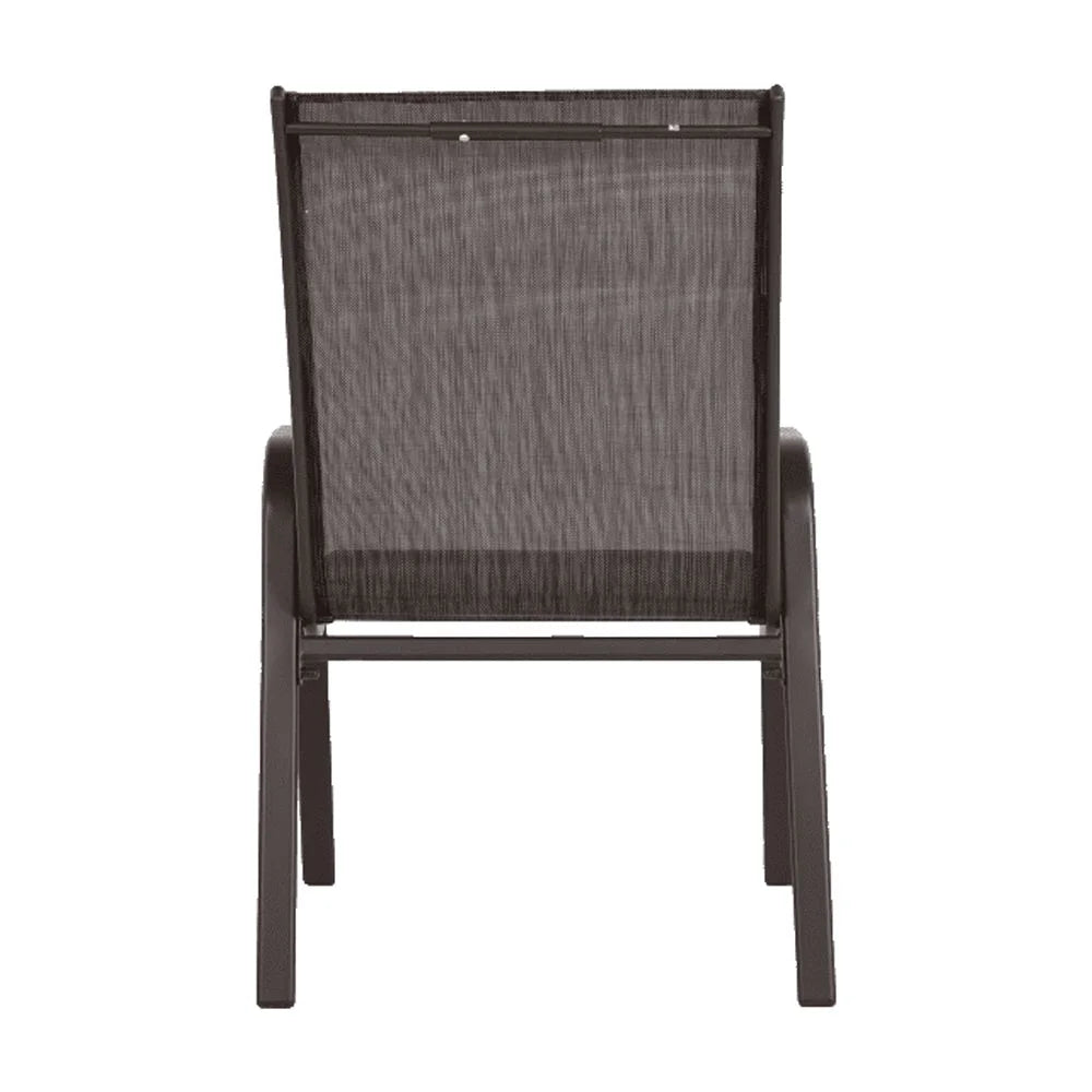 4 Piece Patio Chairs, Outdoor Camping Chairs with Breathable Textilene Fabric, Set of 2 Garden Chairs with Armrest High Backrest for Garden Patio Pool Beach Yard Space Saving ( Brown)