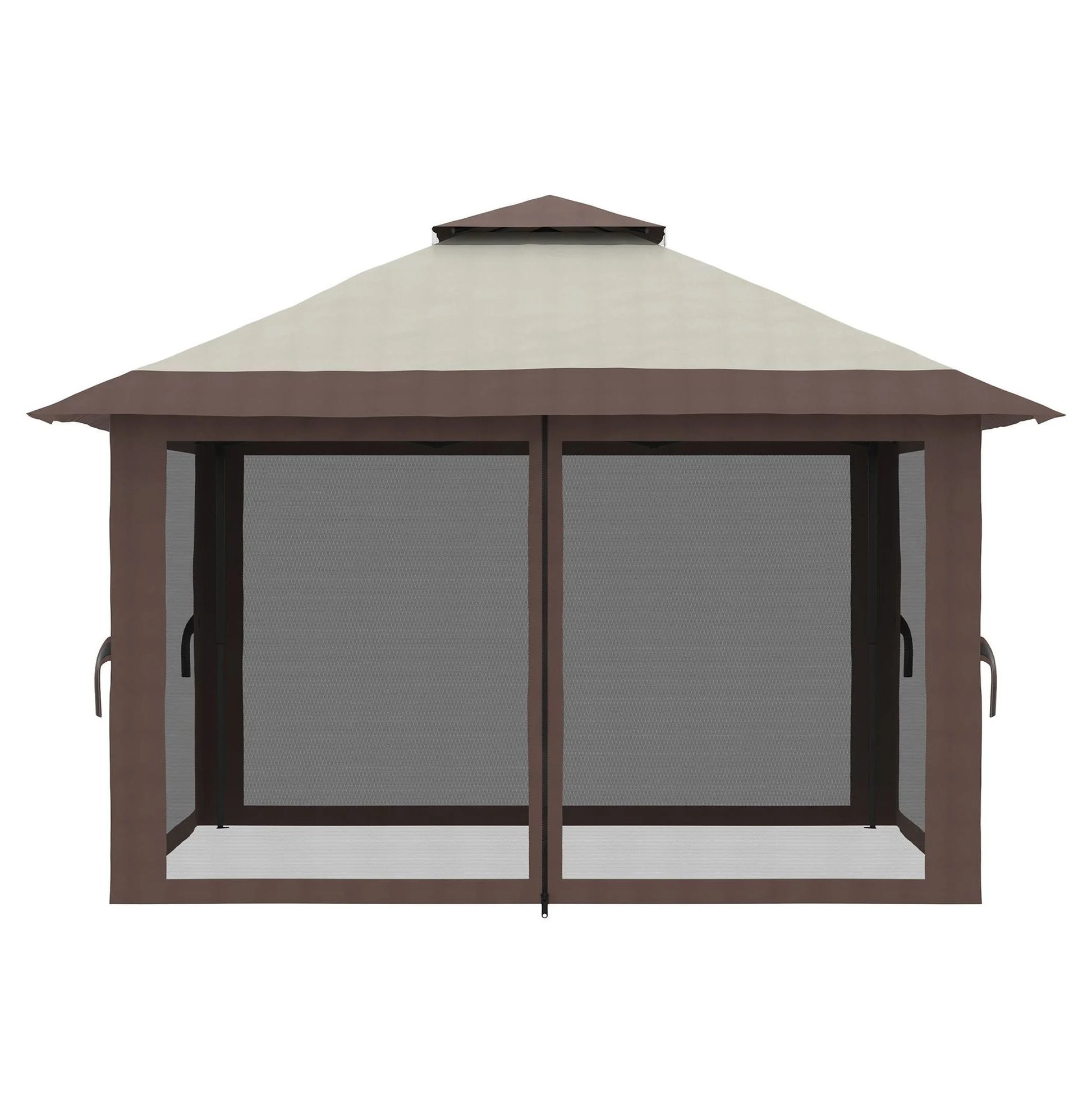 Pop Up Gazebo 13x13ft - Beige Patio Canopy Tent with Mesh Walls