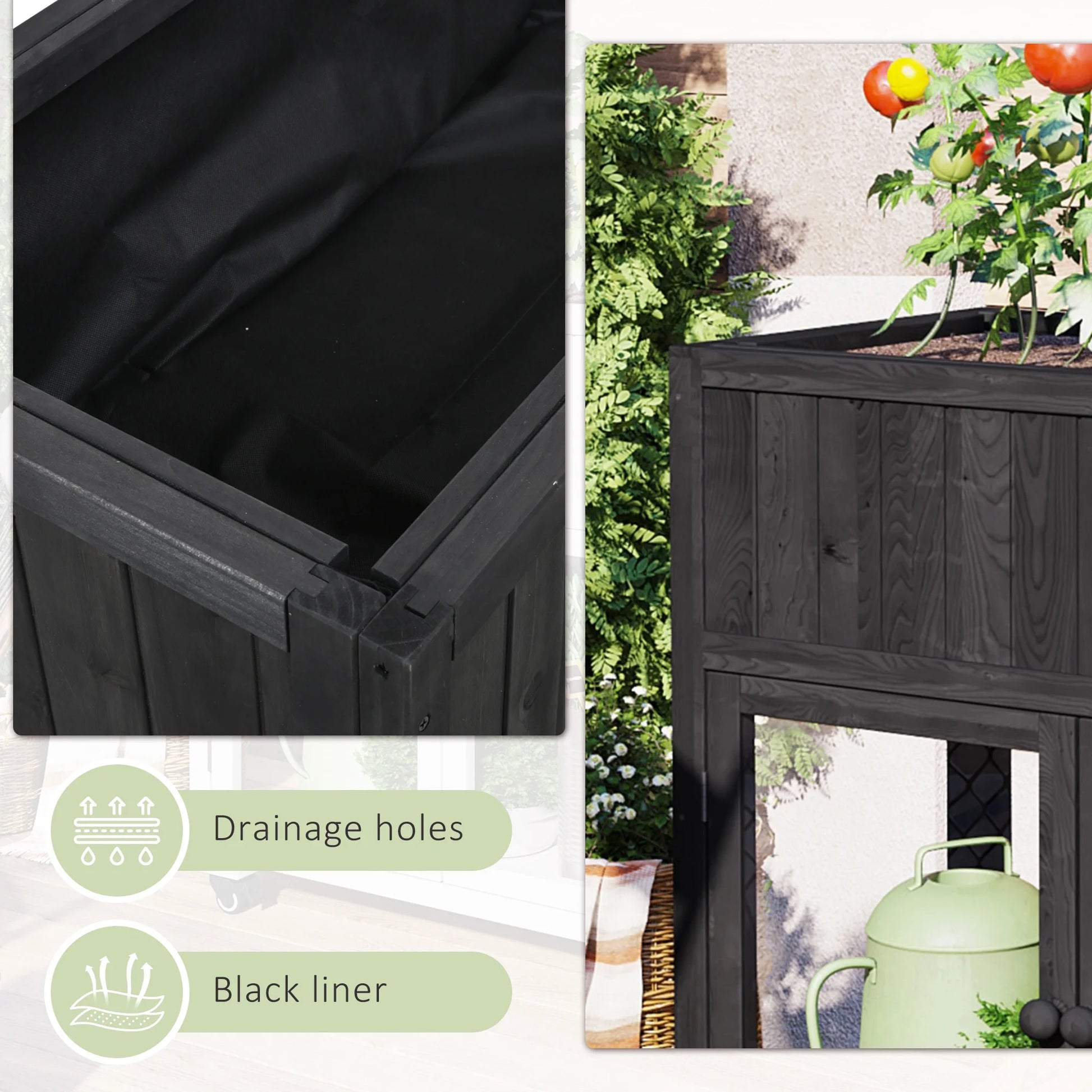 Segmart Raised Wood Greenhouse Outdoor/Indoor,Herb Garden Above Ground Cold Frame with Legs,Mini Garden Bed On Wheels Patio for Vegetable herb