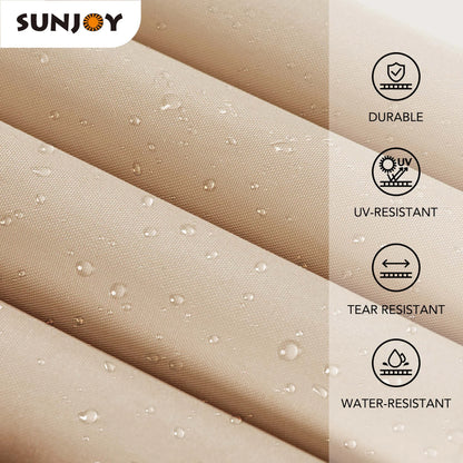 Sunjoy Lindt 9.5 x 11 ft. Outdoor Steel Arched Pergola with Adjustable Canopy for Patio, Backyard, and Garden, Tan & Brown
