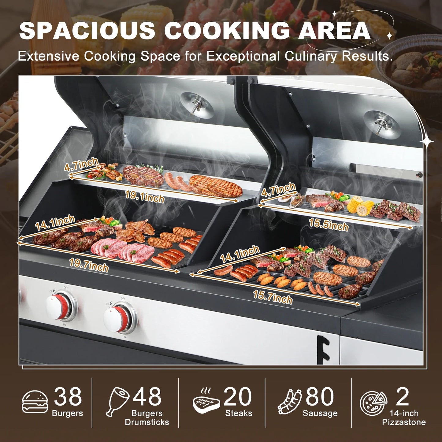 Nice Cooker Gas and Charcoal Combo Grill with Side Burner, 37,230 BTU Outdoor BBQ Grill with Porcelain-Enameled Cast Iron Grates and Plate, Thermometer, Storage Cabinet Rack for Outdoor Patio, Garden