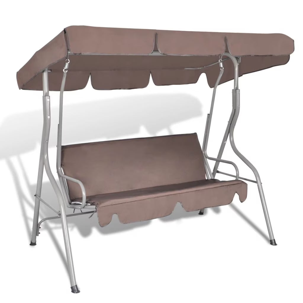 vidaXL Patio Outdoor 3 Person Hanging Canopy Swing Chair Hammock Seat Sofa Coffee/White