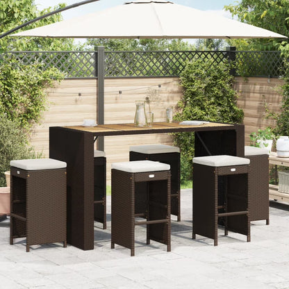 vidaXL Patio Bar Stools with Cushions Pub Chair Seating Poly Rattan garden