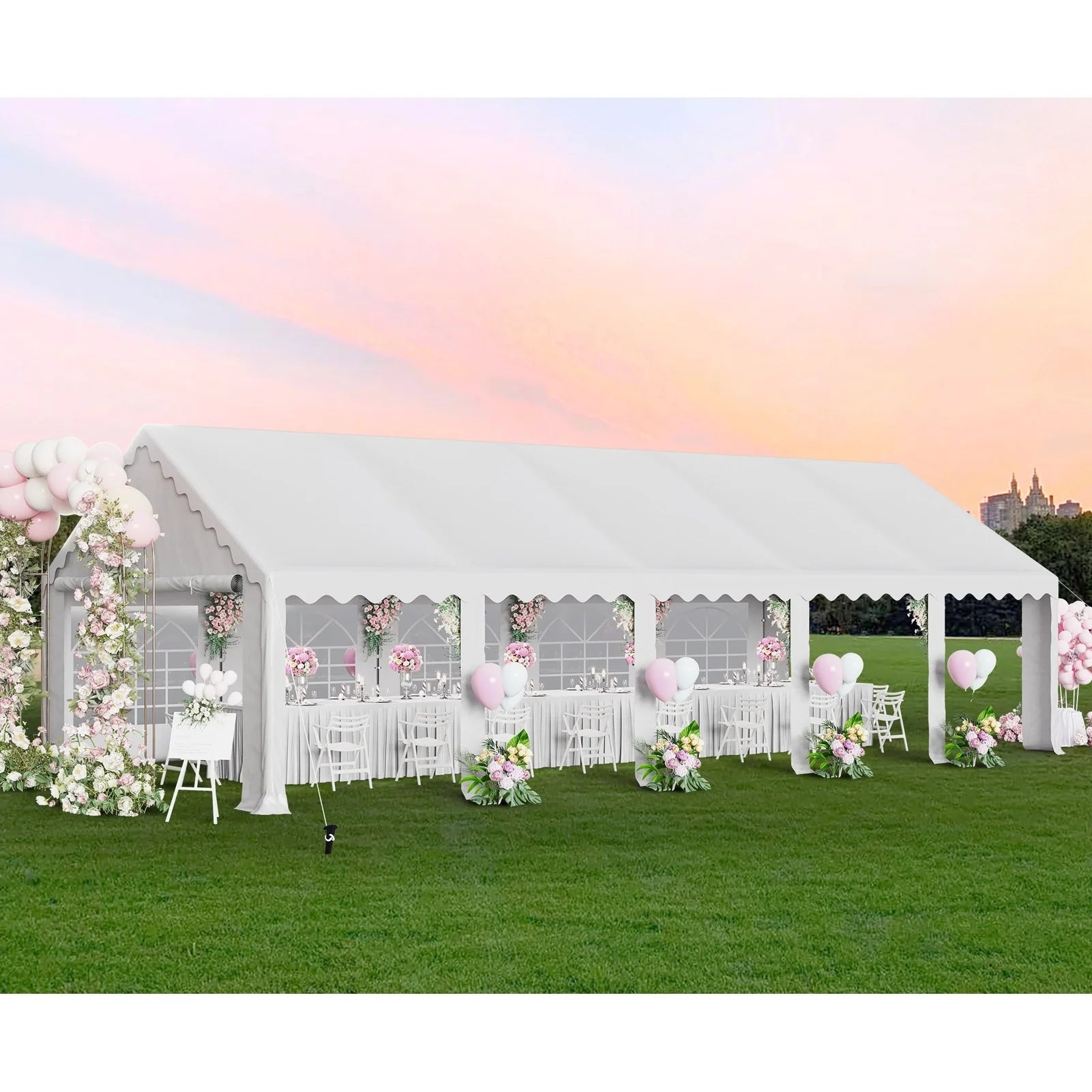 MAISON ARTS 16'X32' Party Tent Heavy Duty Wedding Party Tent Outdoor Patio Tent Outdoor Gazebo Event Shelter Canopy with Carry Bags 16X32FT - White