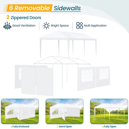 Hoteel Party Tent 10x20 Canopy Tents for Parties with 4 Removable Sidewalls, Patio Camping Gazebo, Portable Tent for Parties, Weddings, BBQ, Waterproof, White